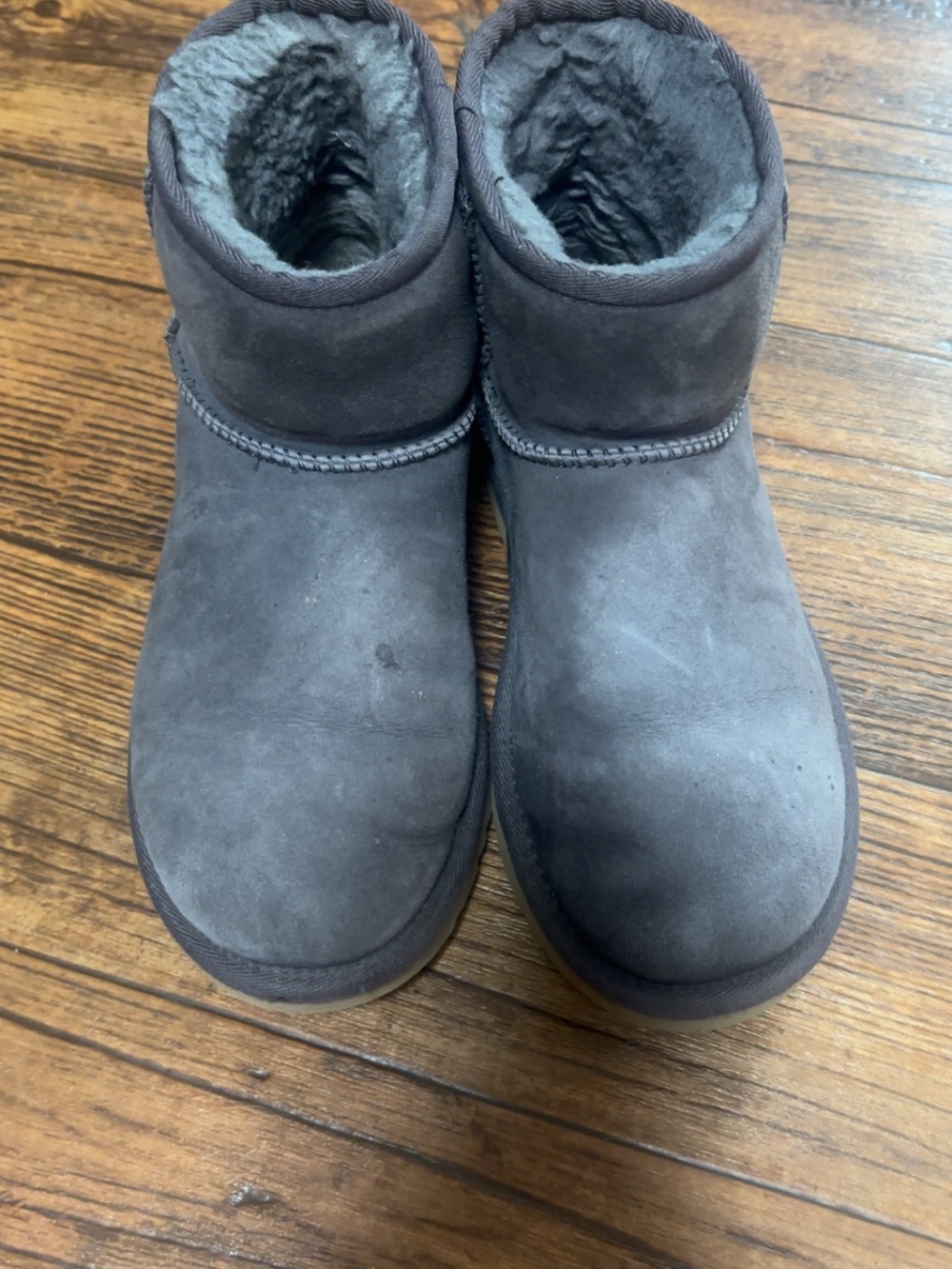 UGG Women's Short Suede Ankle Booties in Dark Gray